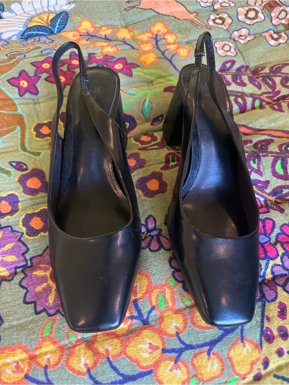 H & M Black Slingback Block Heel Pumps - Women